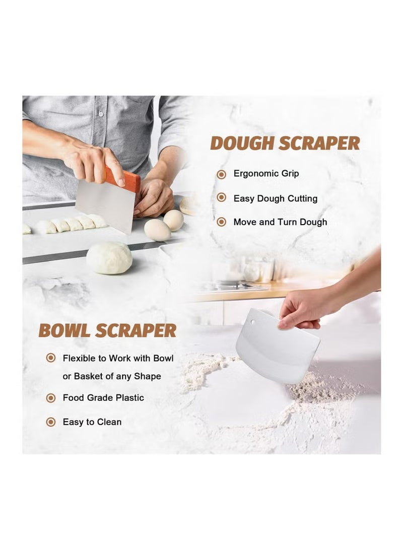 Sourdough Proofing Basket Kit, 23cm Round and 25cm Oval Banneton Bread Baking Supplies, 2 Bread Proofing Baskets with Sourdough Bread Making Tools,Bread Proofing Basket Set - Image 5